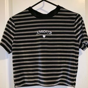 Forever 21 striped velvet crop top